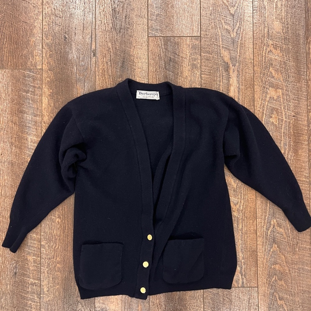 Vintage 1989 Burberrys Navy Blue Lambswool cardigan